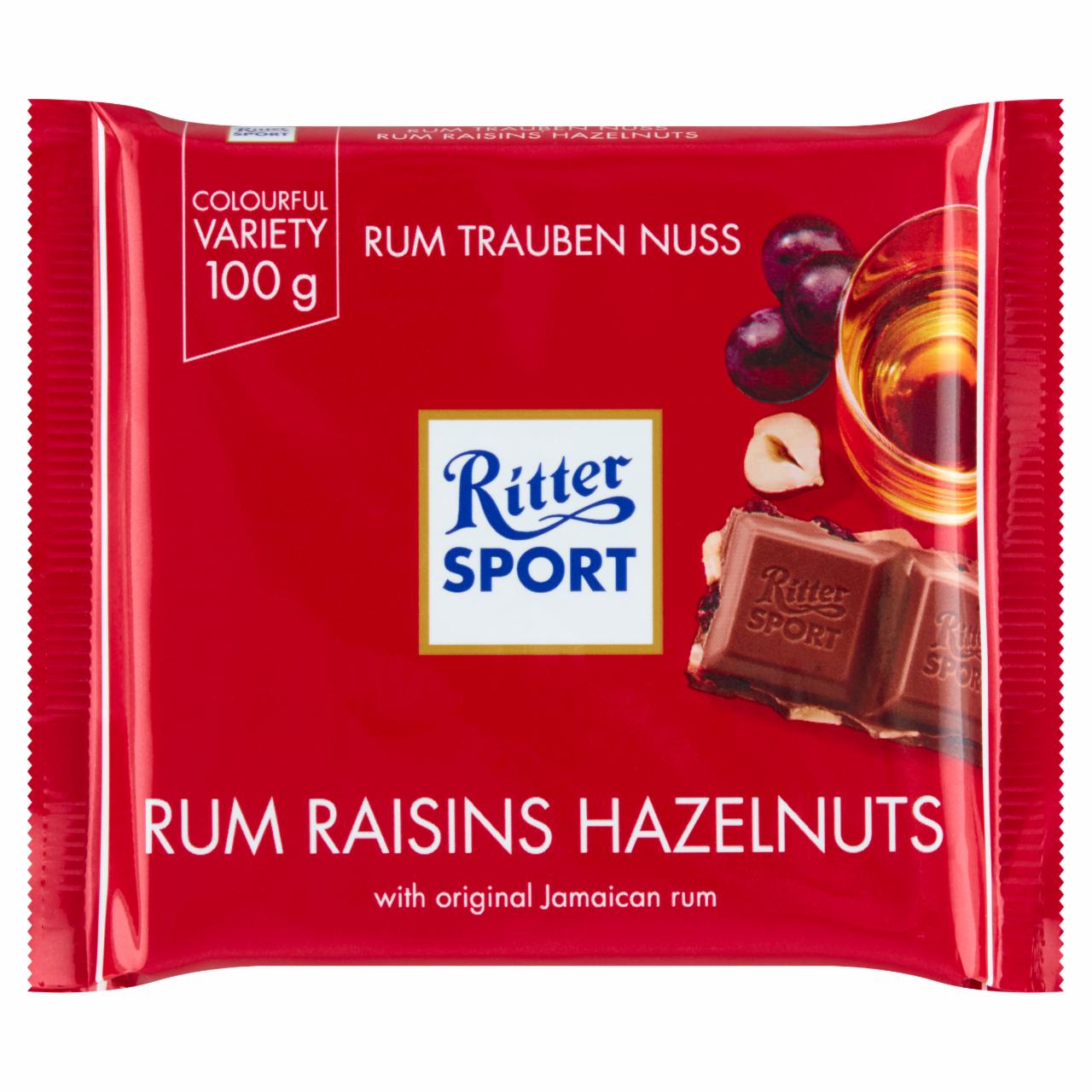 Zdjęcia - Ritter Sport Czekolada mleczna z rodzynkami w rumie i orzechami laskowymi 100 g