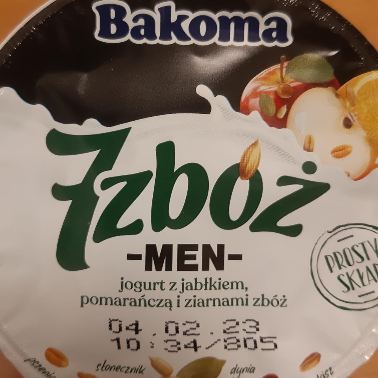 Zdjęcia - 7 zbóż men Jogurt z jabłkiem pomarańczą i ziarnami zbóż 300 g Bakoma