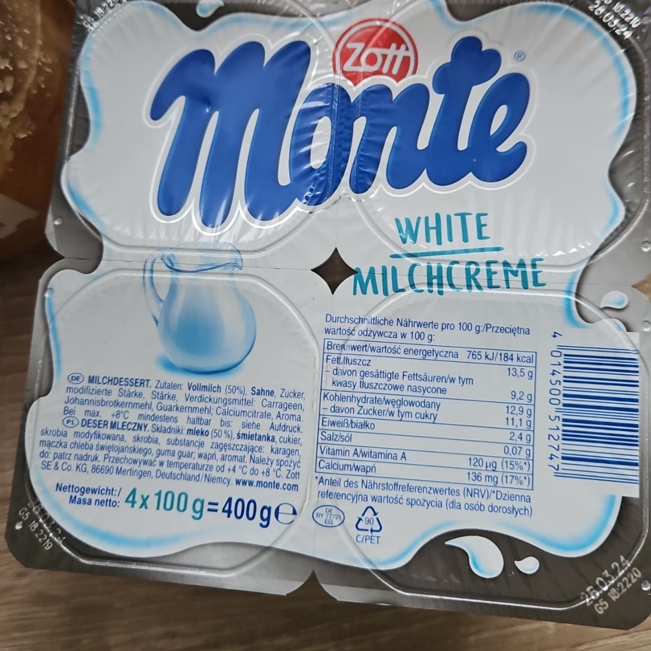 Zdjęcia - Monte white milchcreme Zott