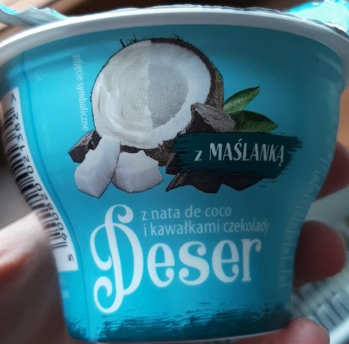 Zdjęcia - Deser z nata de coco i kawałkami czekolady z maślanką Mlekpol