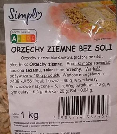 Zdjęcia - Orzechy ziemne bez soli Simply