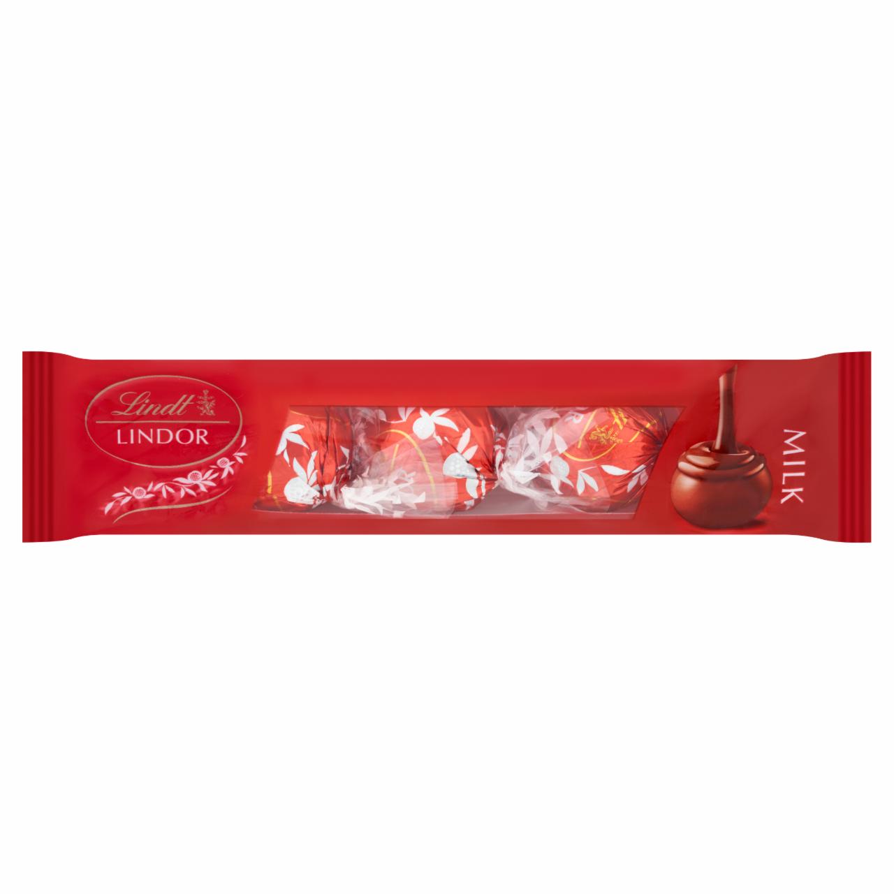 Zdjęcia - Lindt Lindor Praliny z czekolady mlecznej z nadzieniem 37 g (3 sztuki)