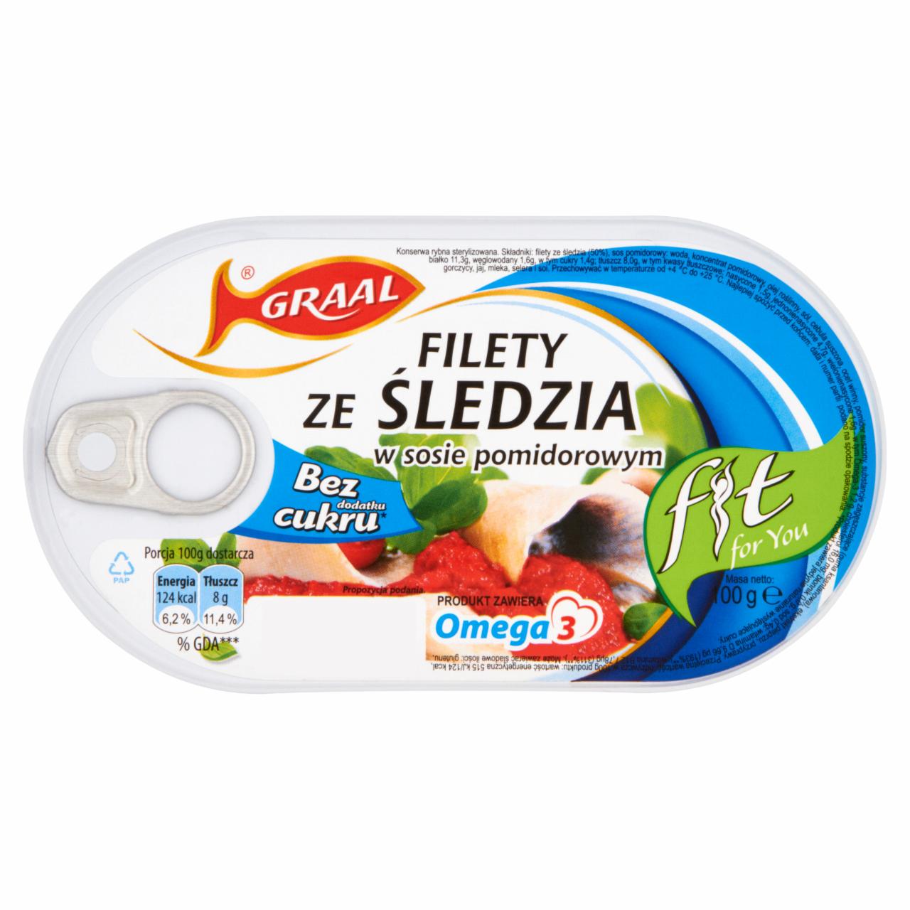 Zdjęcia - GRAAL Filety ze śledzia w sosie pomidorowym Fit 100 g