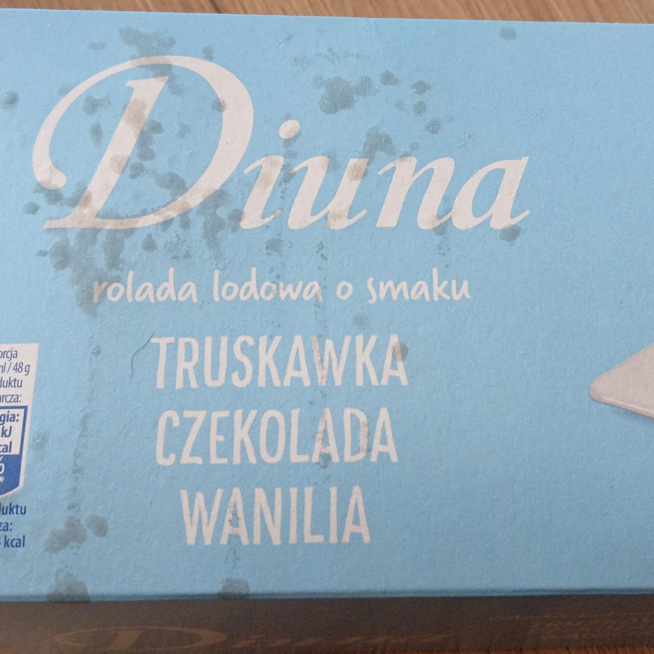 Zdjęcia - Rolada lodowa o smaku truskawka czekolada wanilia Diuna