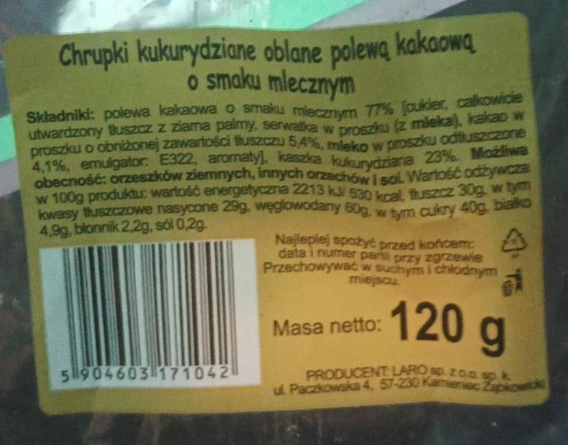 Zdjęcia - Chrupki kukurydziane oblane polewą kakaową o smaku mlecznym Laro