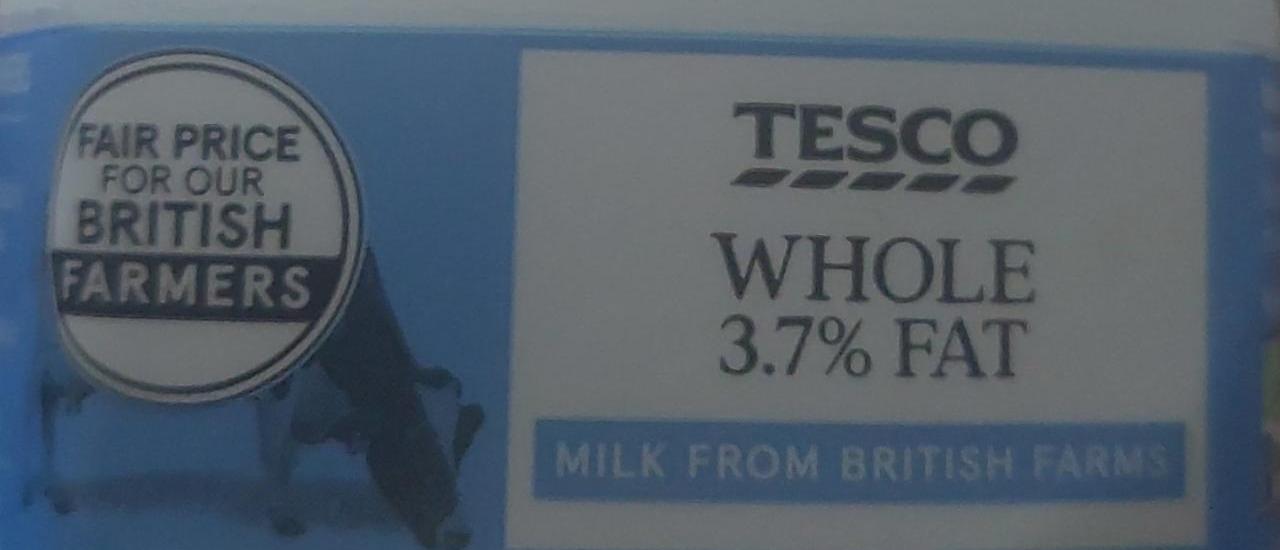 Zdjęcia - Whole 3.7% fat Milk from british farms Tesco