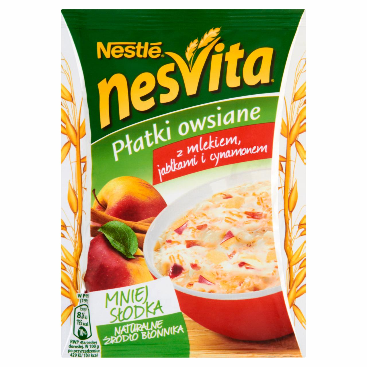 Zdjęcia - Nesvita Płatki owsiane z mlekiem jabłkami i cynamonem 50 g