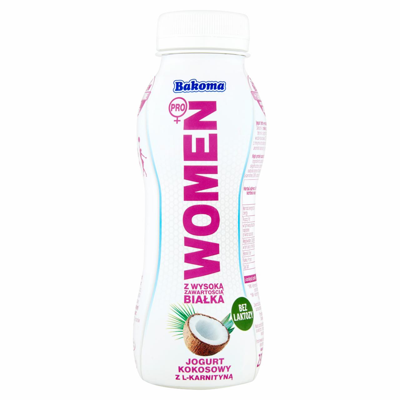 Zdjęcia - Bakoma Women Pro Jogurt z wysoką zawartością białka kokosowy z L-karnityną 230 g