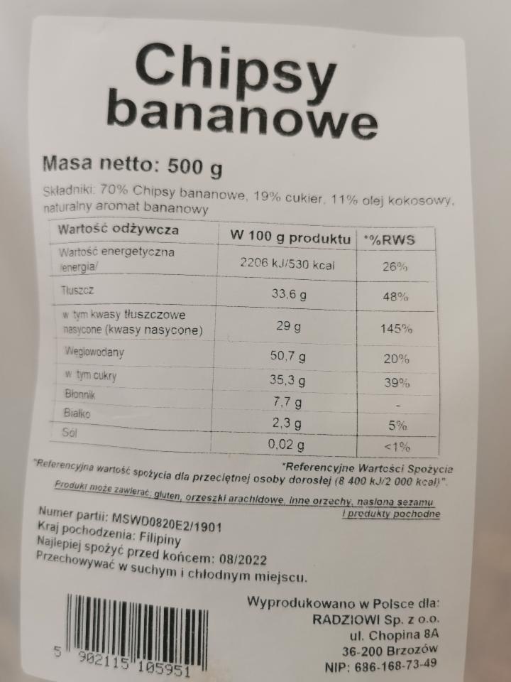 Zdjęcia - Chipsy bananowe (banany suszone) Radziowi