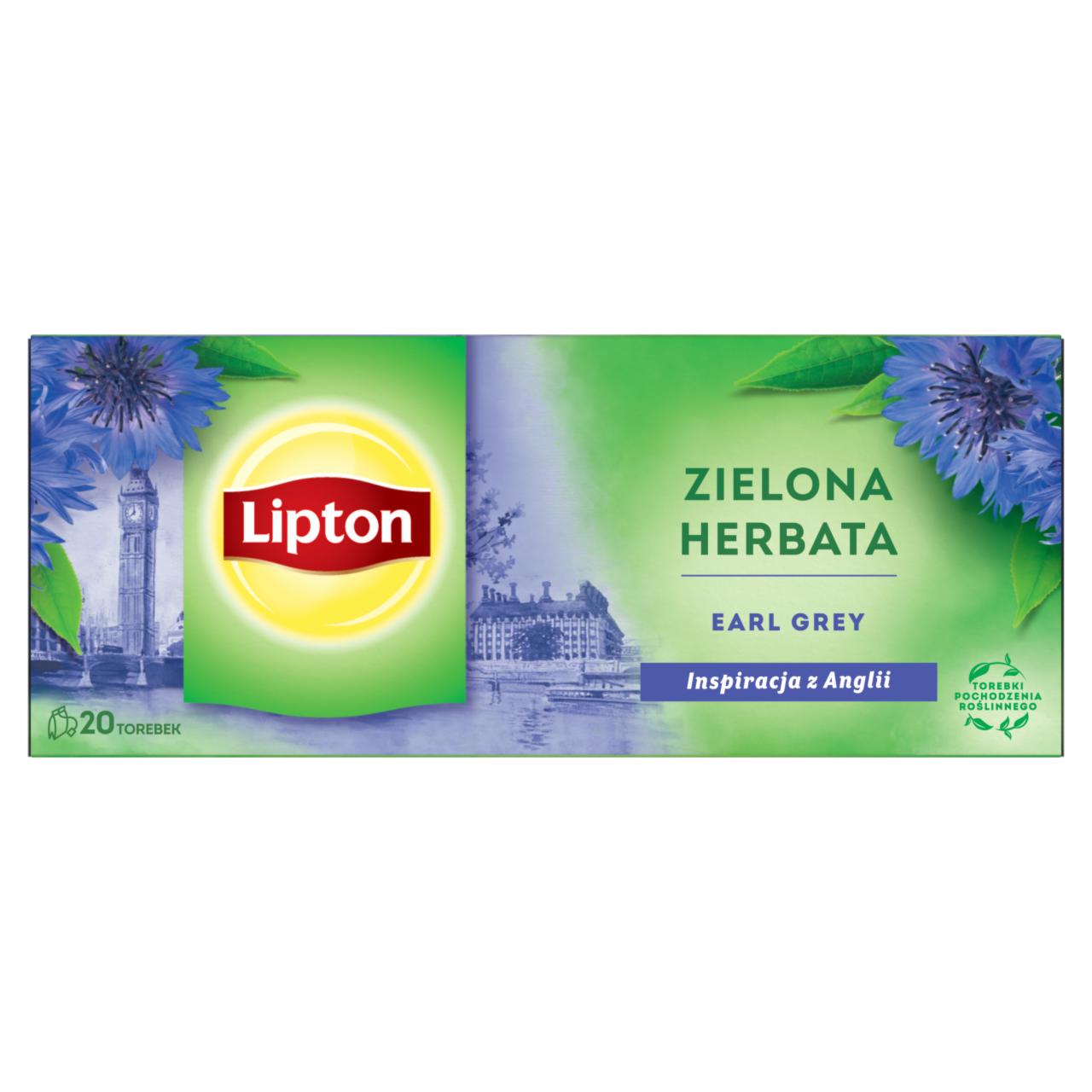 Zdjęcia - Lipton Zielona herbata Earl Grey 32 g (20 torebek)