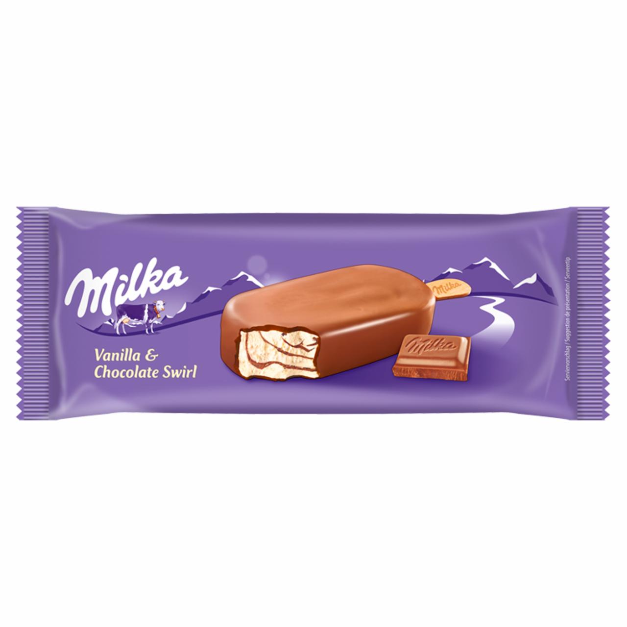 Zdjęcia - Milka Lody waniliowe z preparatem z czekolady mlecznej w czekoladzie mlecznej 100 ml