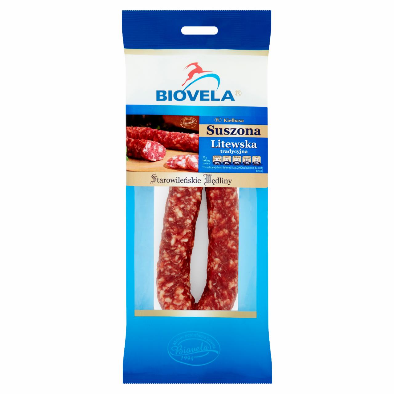 Zdjęcia - Biovela Kiełbasa suszona litewska tradycyjna 280 g