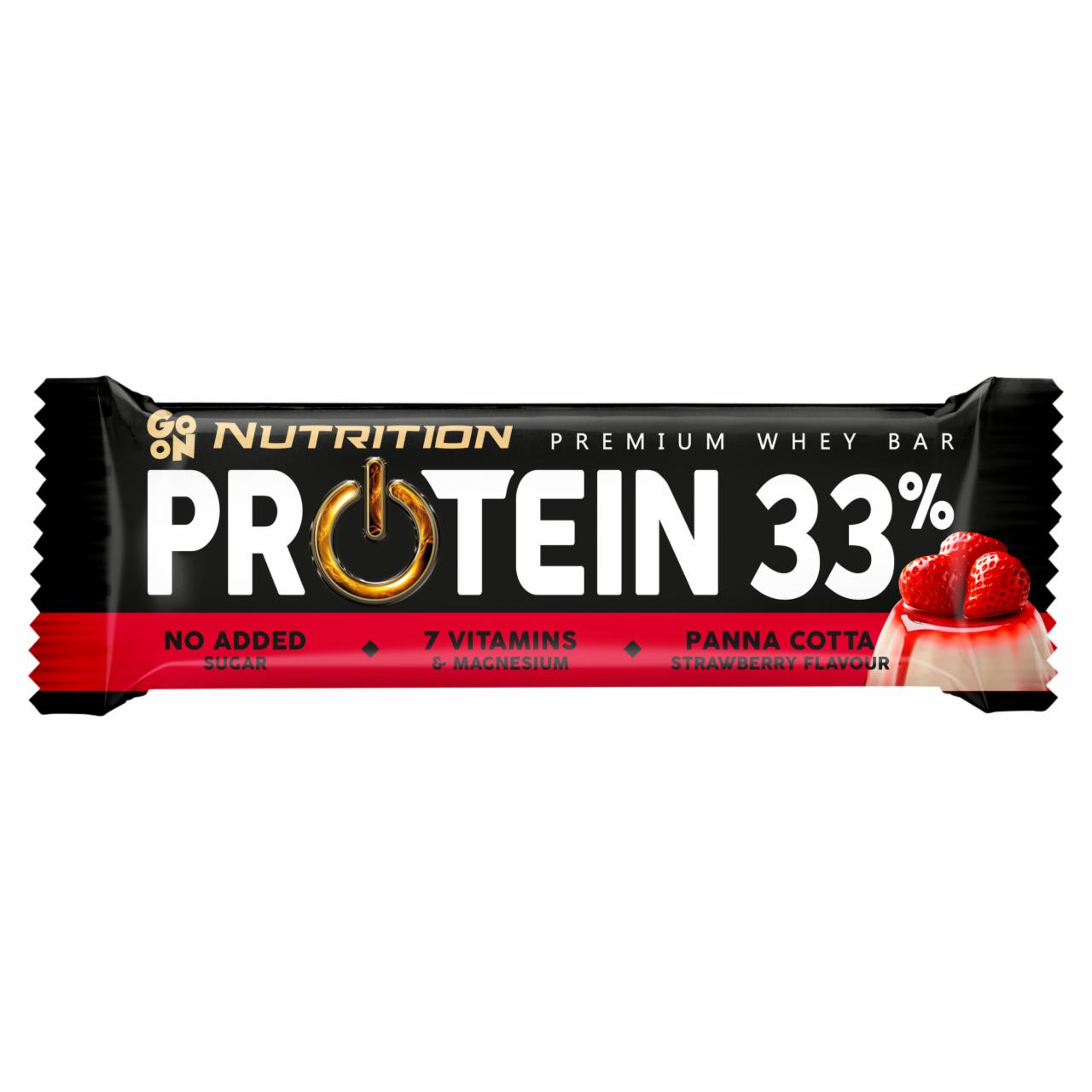 Zdjęcia - Go On Nutrition Protein 33 % Baton wysokobiałkowy o smaku panna cotty z truskawką w polewie 50 g