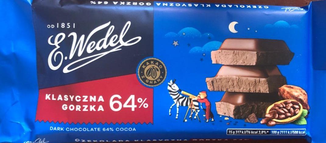 Zdjęcia - E. Wedel Czekolada klasyczna gorzka 64 % 90 g 