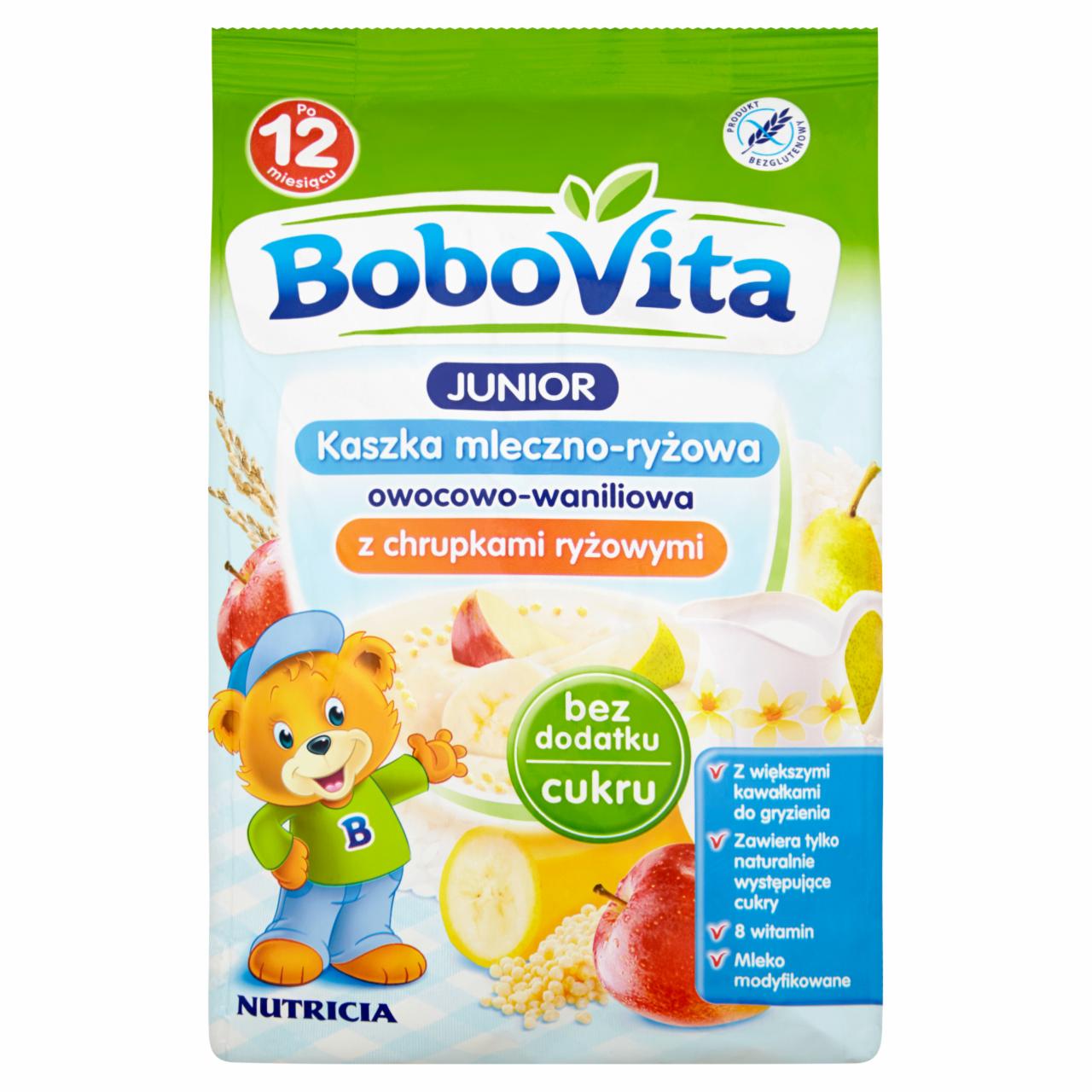 Zdjęcia - BoboVita Junior Kaszka mleczno-ryżowa owocowo-waniliowa z chrupkami ryżowymi po 12 miesiącu 230 g