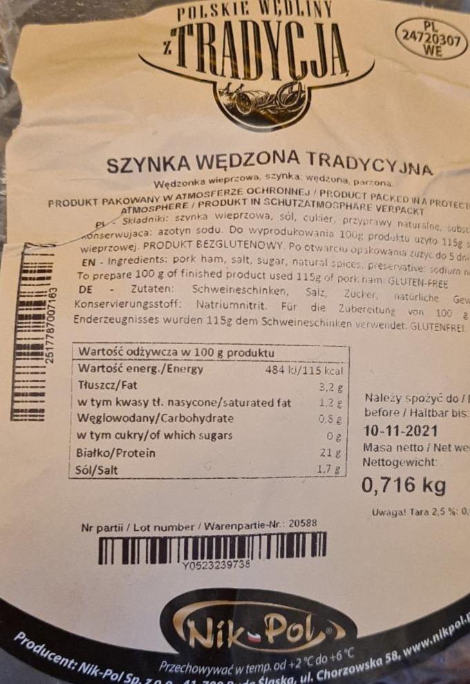 Zdjęcia - szynka wędzona tradycyjna Nikpol