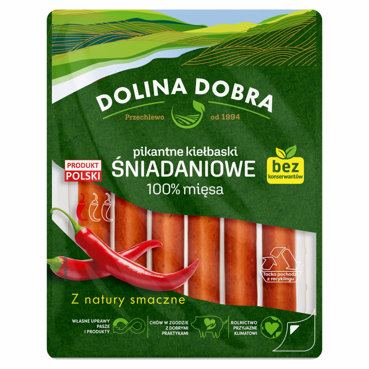 Zdjęcia - Dolina Dobra Pikantne kiełbaski śniadaniowe 100 % mięsa 200 g