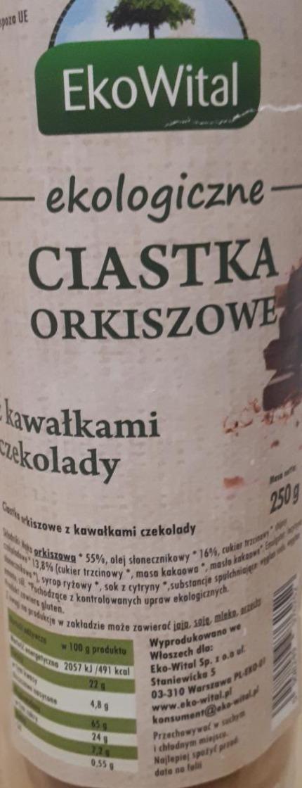 Zdjęcia - Ekologiczne ciastka orkiszowe z kawałkami czekolady EkoWital