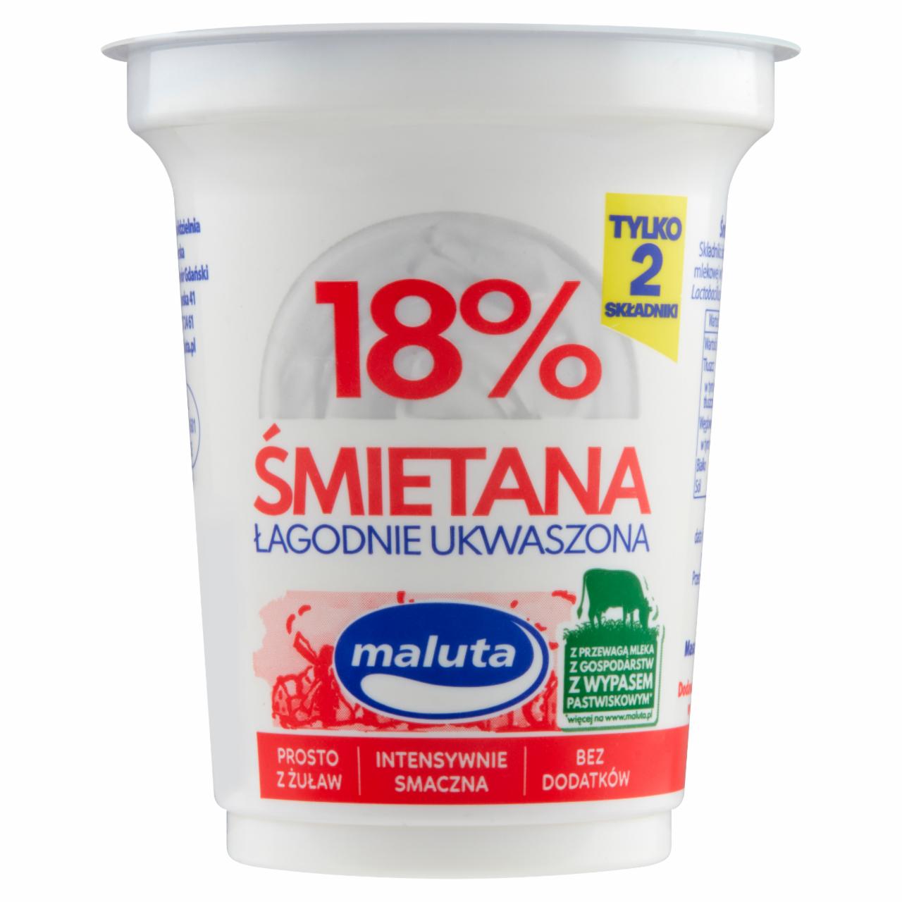 Zdjęcia - Maluta Śmietana łagodnie ukwaszona 18 % 330 g