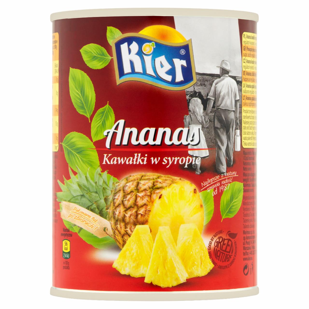 Zdjęcia - Ananas kawałki w syropie 565 g Kier