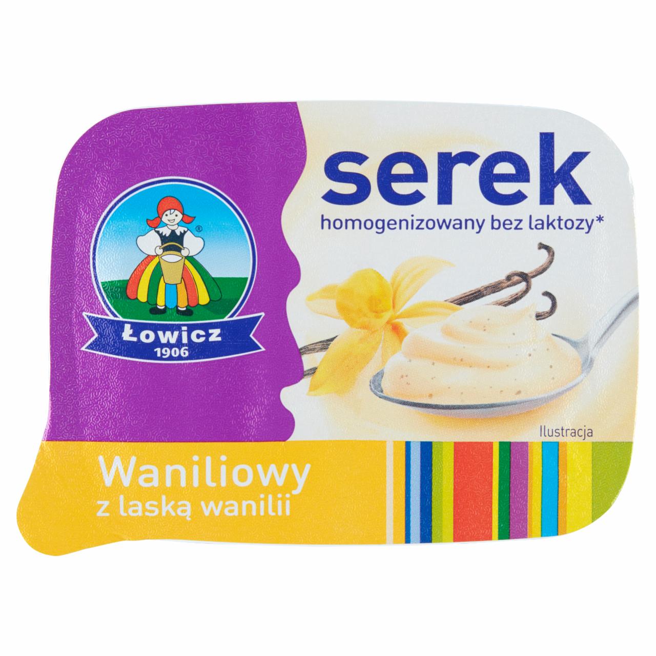 Zdjęcia - Łowicz Serek homogenizowany bez laktozy waniliowy z laską wanilii 150 g