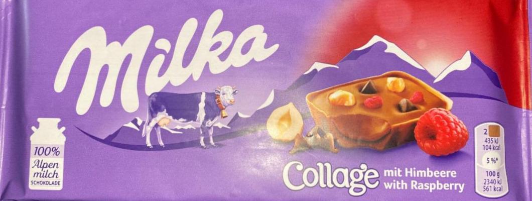 Zdjęcia - Collage with raspberry Milka