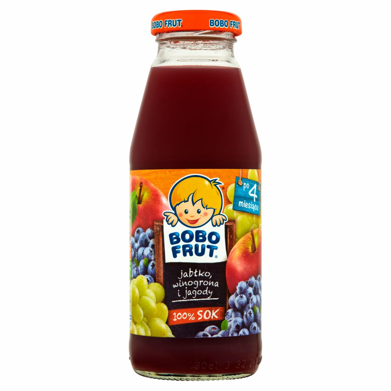 Zdjęcia - Bobo Frut 100% sok jabłko winogrona jagoda po 4. miesiącu 300 ml