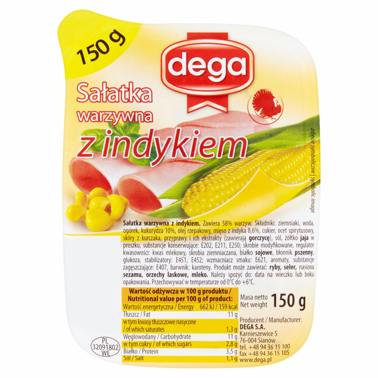 Zdjęcia - dega Sałatka warzywna z indykiem 150 g