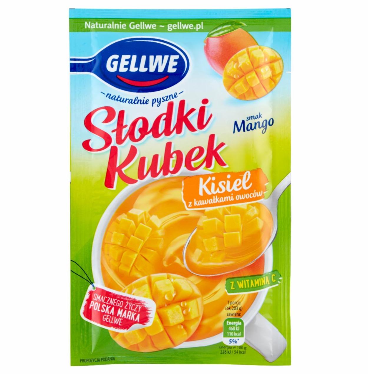 Zdjęcia - Słodki Kubek Kisiel z kawałkami owoców smak Mango Gellwe