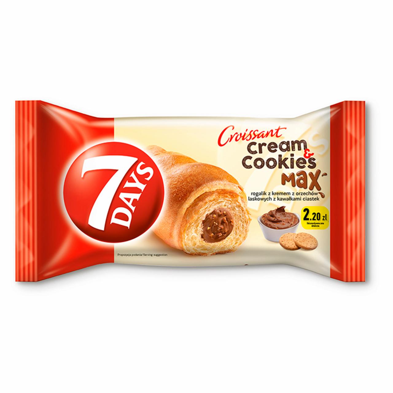 Zdjęcia - 7 Days Cream & Cookies Max Rogalik z kremem z orzechów laskowych z kawałkami ciastek 80 g