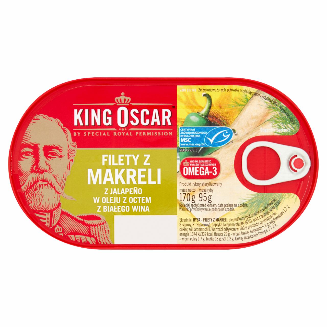 Zdjęcia - Filety z makreli z Jalapeño w oleju z octem z białego wina King Oscar