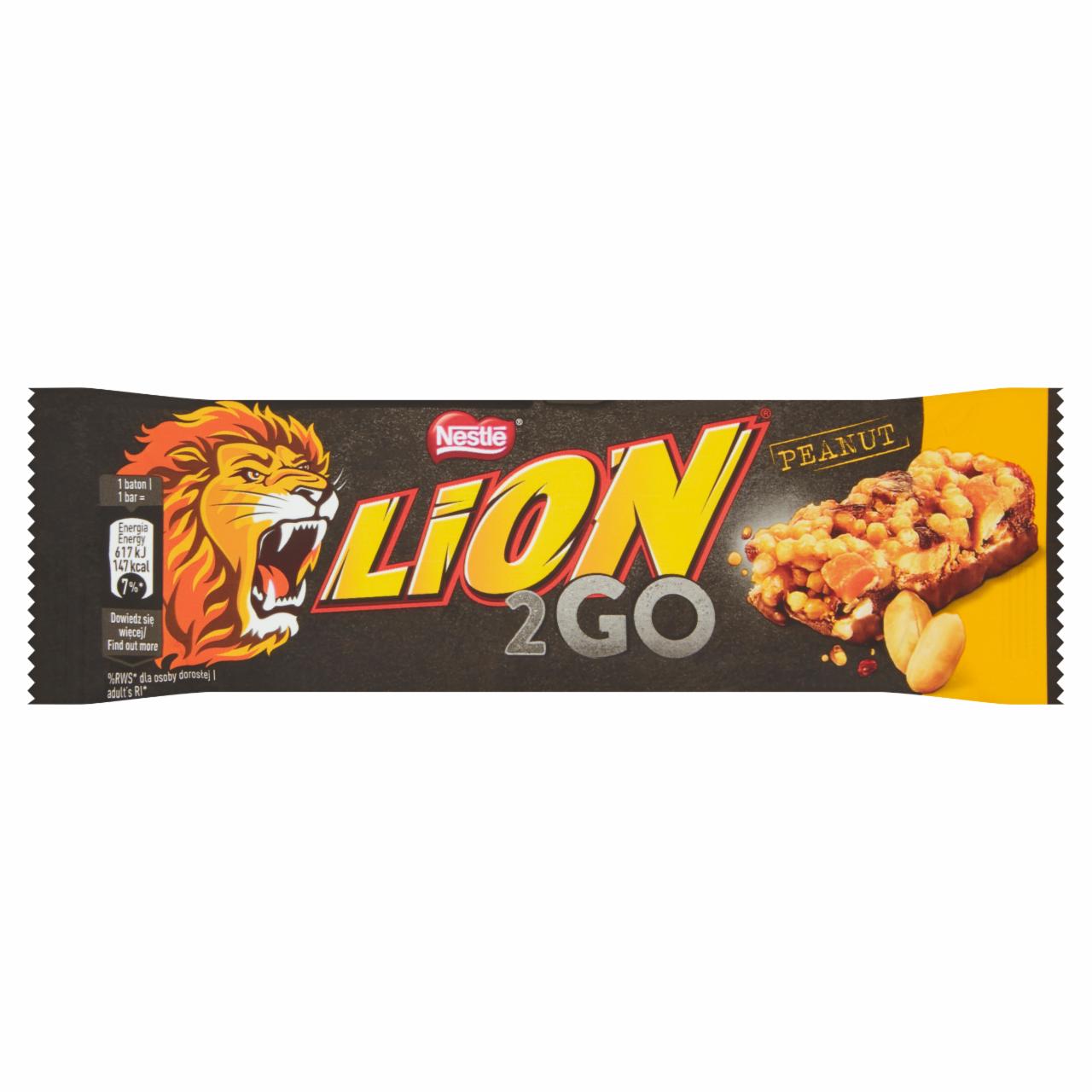 Zdjęcia - Lion 2Go Peanut Baton z orzechami ziemnymi rodzynkami żurawiną chrupkami ryżowymi 33 g