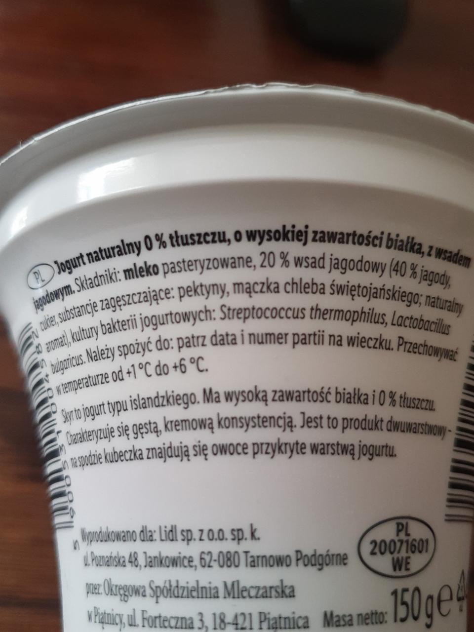 Zdjęcia - Skyr w stylu islandzkim jagoda z wysoką zawartością białka Pilos