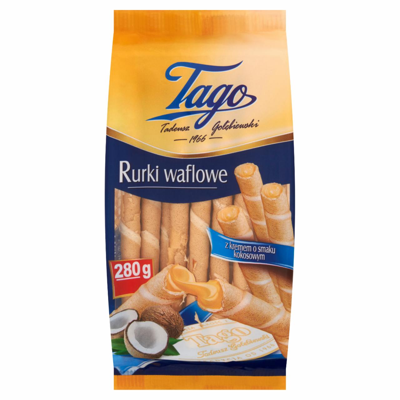 Zdjęcia - Tago Rurki waflowe z kremem o smaku kokosowym 280 g