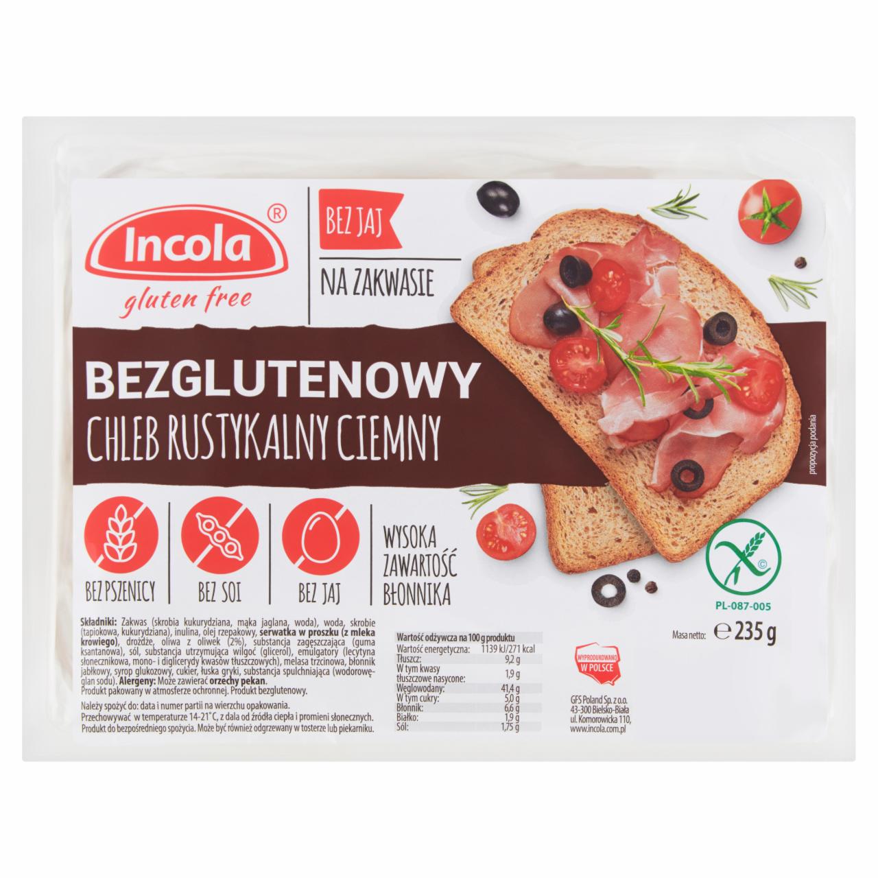 Zdjęcia - Incola Chleb rustykalny ciemny bezglutenowy 235 g