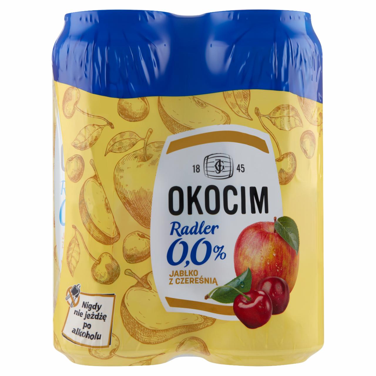 Zdjęcia - Okocim Radler Piwo bezalkoholowe z lemoniadą jabłko z czereśnią 4 x 500 ml