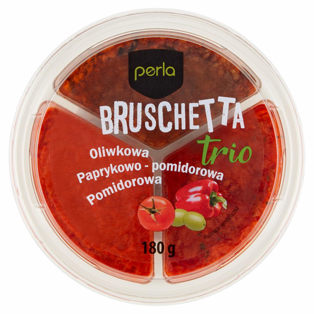 Zdjęcia - Perla Bruschetta Trio Pasta paprykowo-pomidorowa pomidorowa oliwkowa 180 g