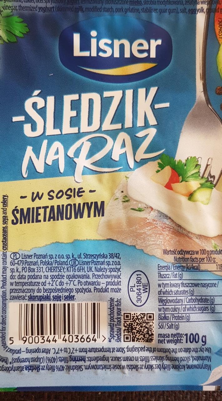 Zdjęcia - Lisner Śledzik na raz w sosie śmietanowym 100 g