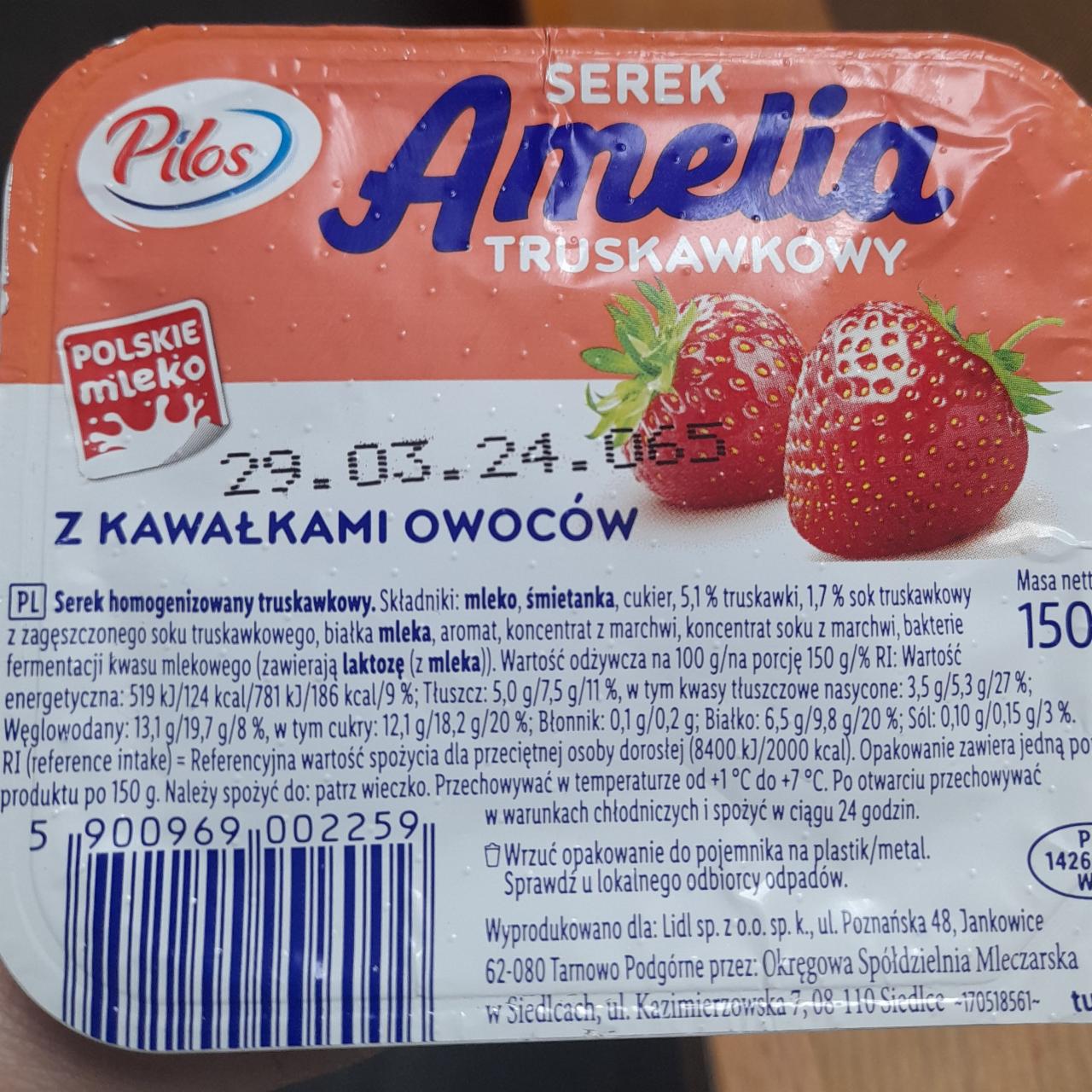 Zdjęcia - Serek Amelia truskawkowy Pilos