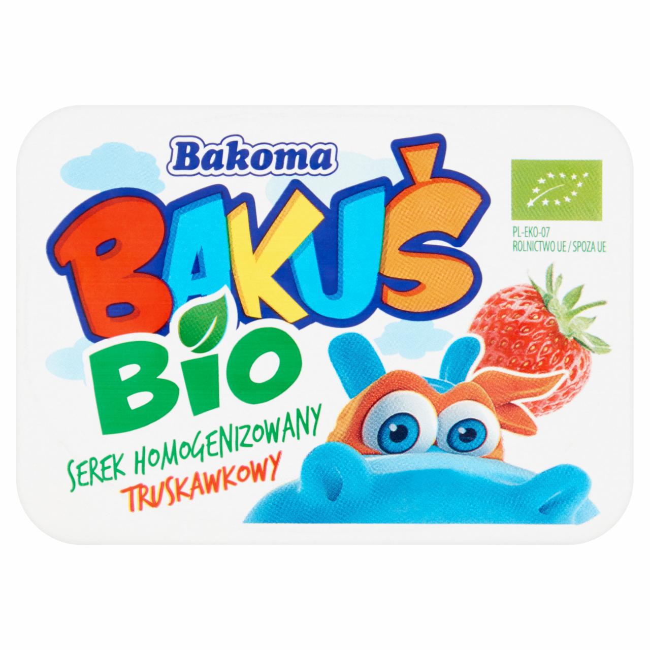 Zdjęcia - Bakoma Bakuś Bio Serek homogenizowany truskawkowy 110 g