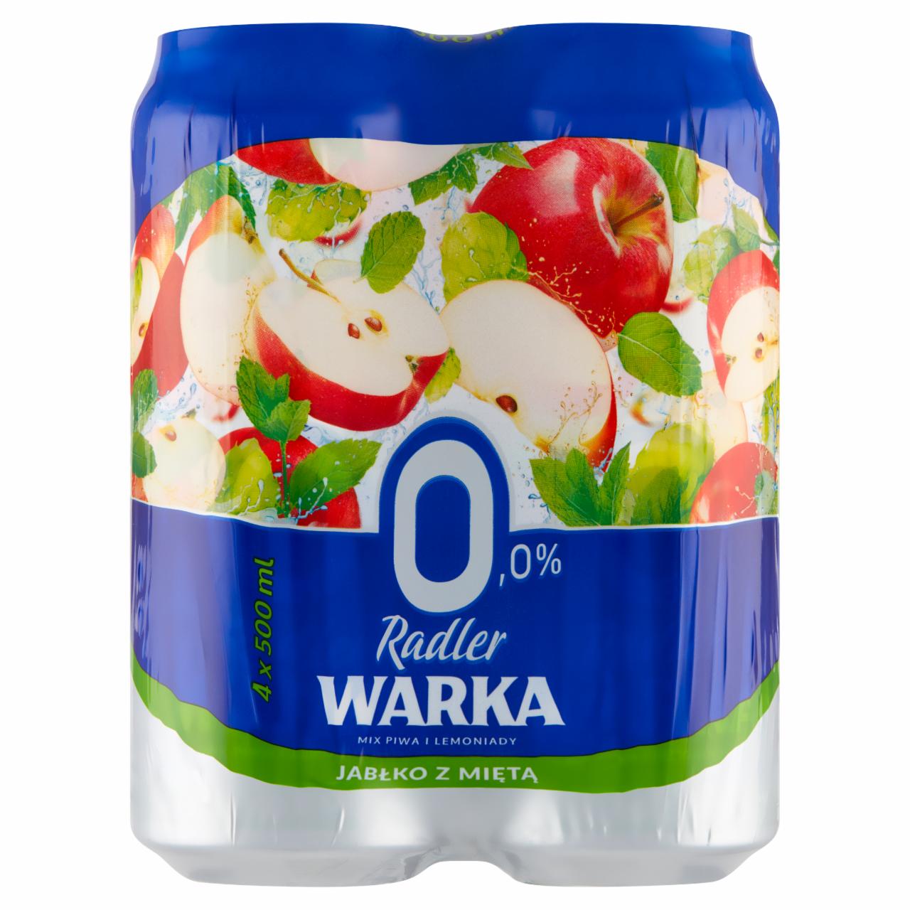 Zdjęcia - Warka Radler Piwo bezalkoholowe z lemoniadą o smaku jabłka z miętą 4 x 500 ml