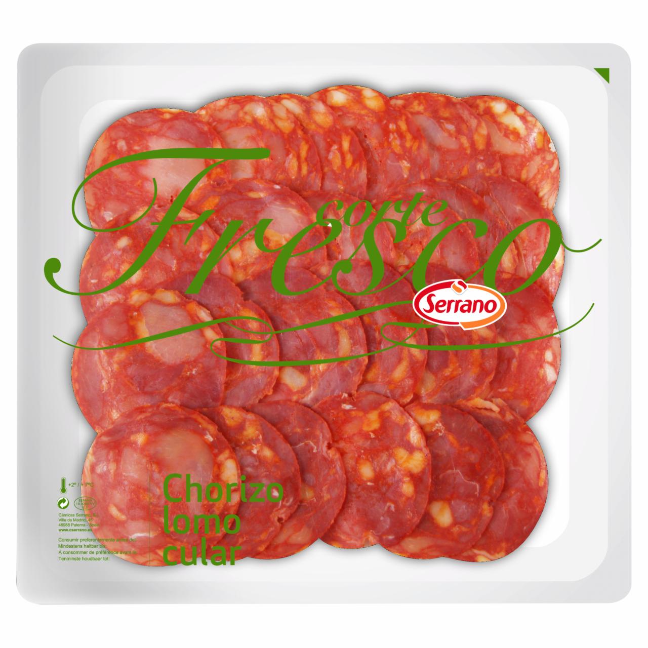 Zdjęcia - Serrano Corte Fresco Kiełbasa wieprzowa średnio rozdrobniona suszona dojrzewająca w plastrach 100 g