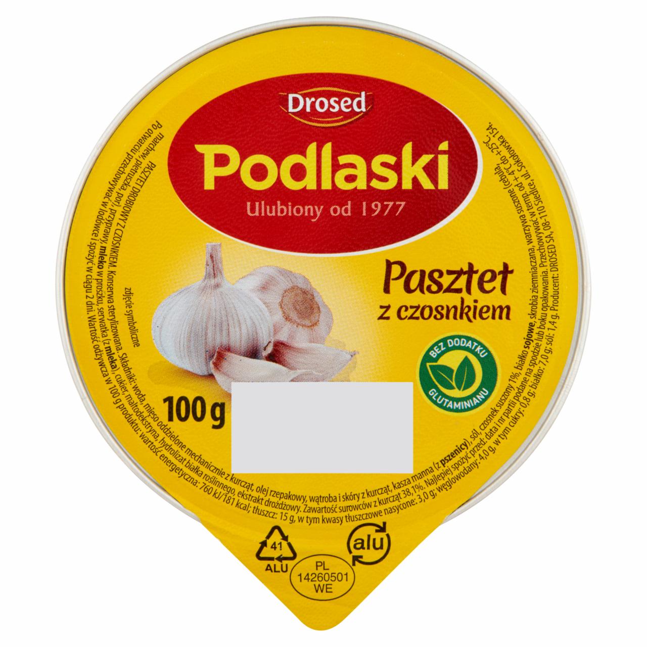 Zdjęcia - Podlaski Pasztet z czosnkiem 100 g Drosed