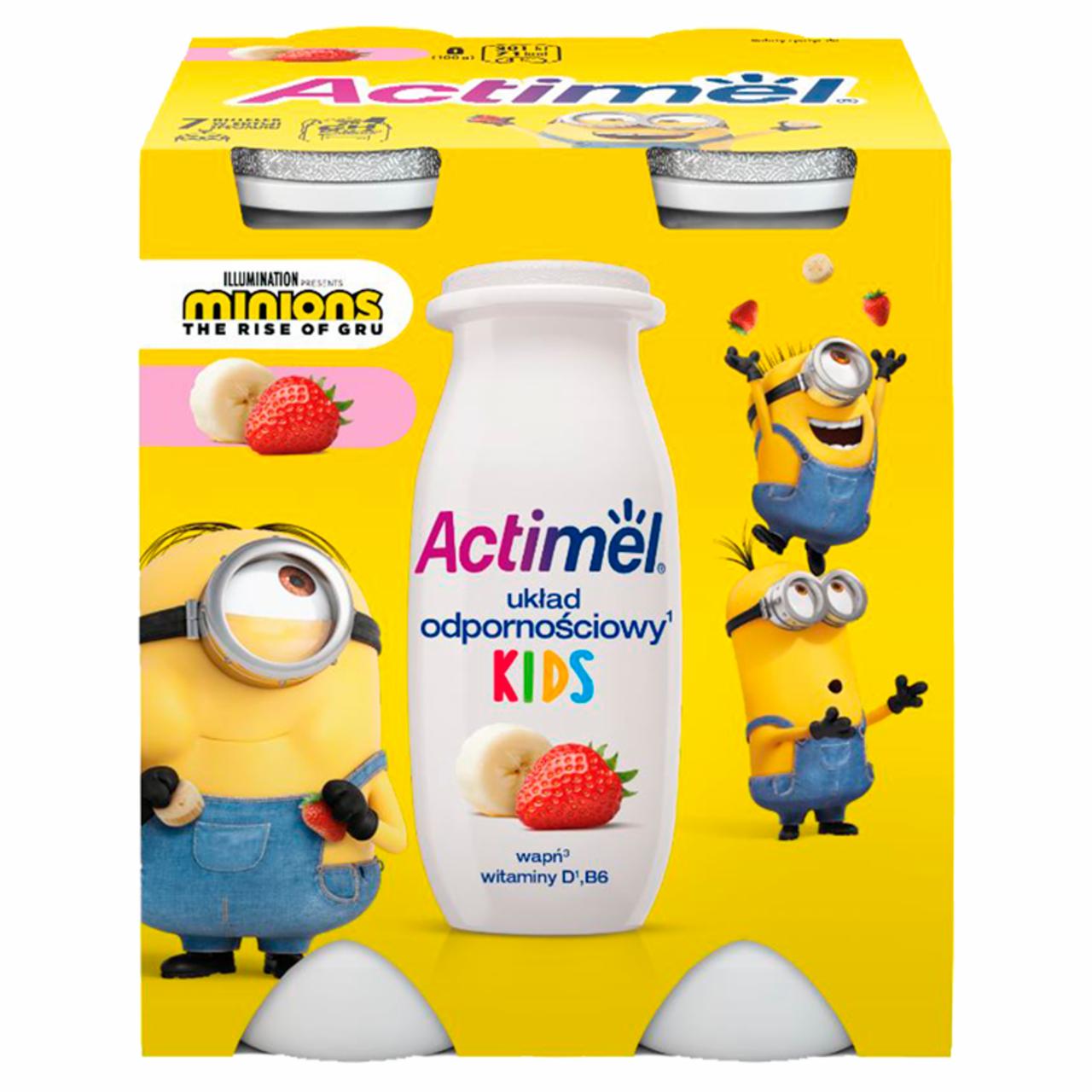 Zdjęcia - Actimel Mleko fermentowane o smaku truskawkowo-bananowym 400 g (4 x 100 g)