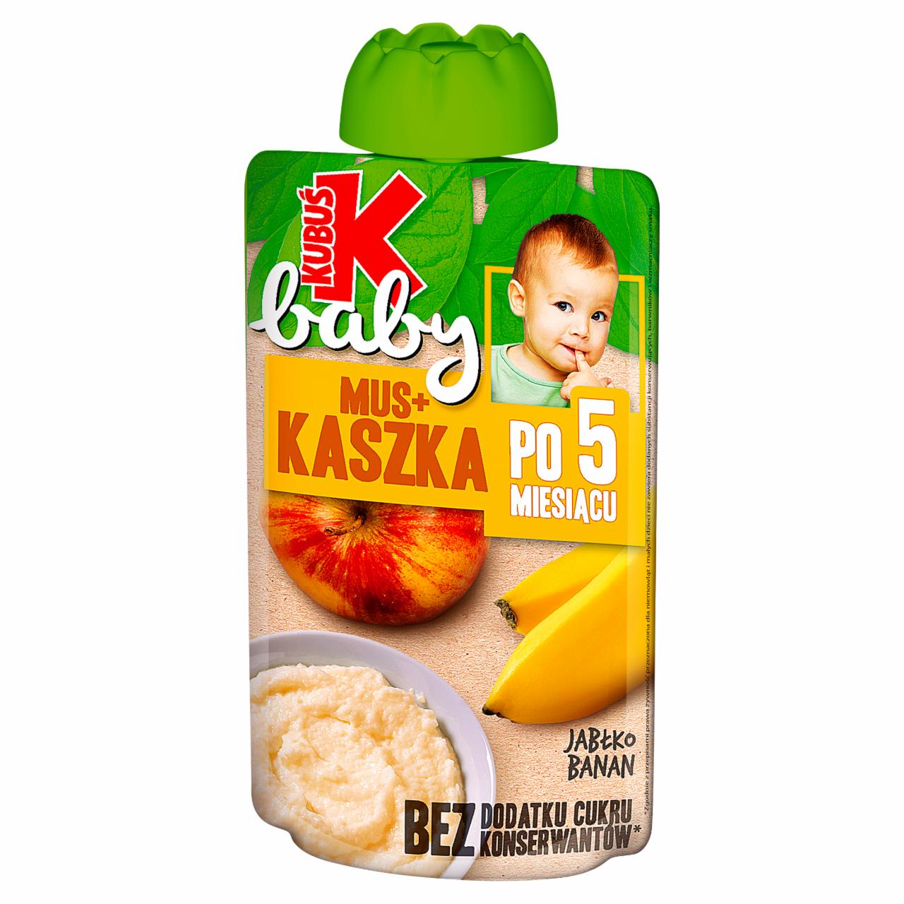 Zdjęcia - Drugie śniadanie mus jabłko banan aronia malina kasza manna Kubuś