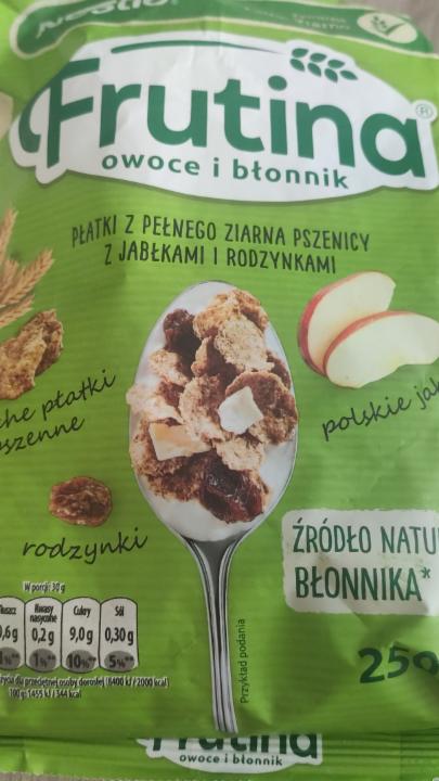 Zdjęcia - Frutina Owoce i Błonnik Płatki z pełnego ziarna pszenicy z jabłkami i rodzynkami Nestlé