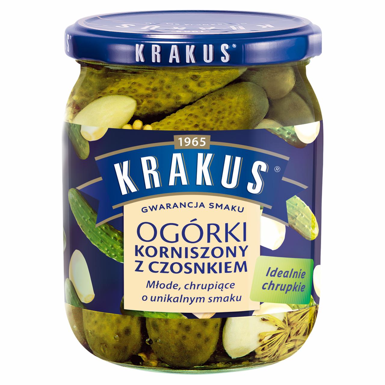 Zdjęcia - Krakus Ogórki korniszony z czosnkiem 500 g