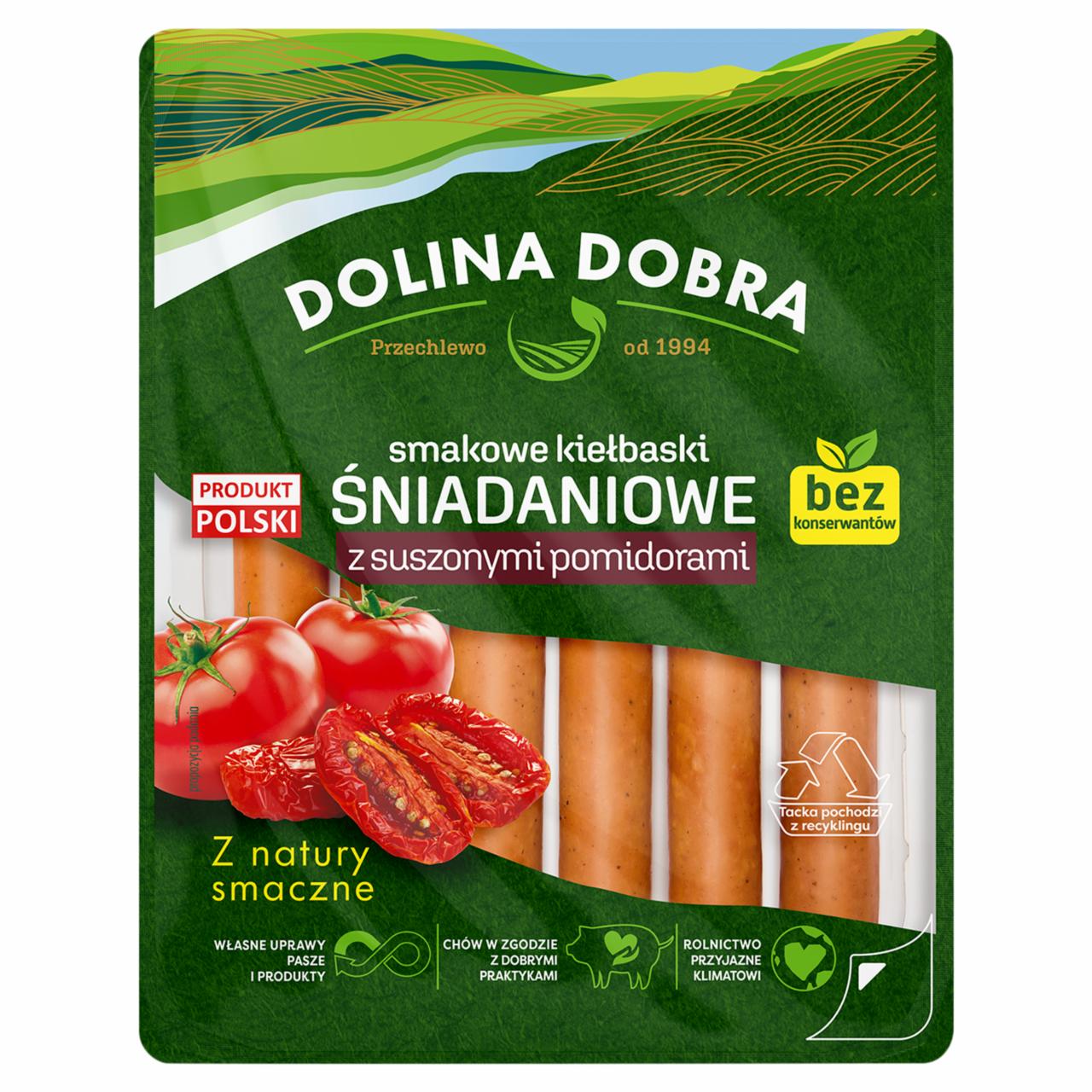 Zdjęcia - Dolina Dobra Smakowe kiełbaski śniadaniowe z suszonymi pomidorami 200 g