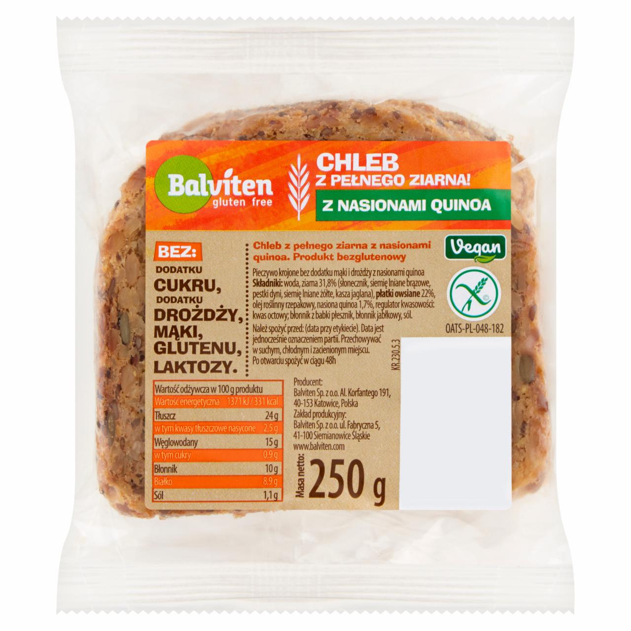 Zdjęcia - Balviten Chleb z pełnego ziarna z nasionami quinoa 250 g