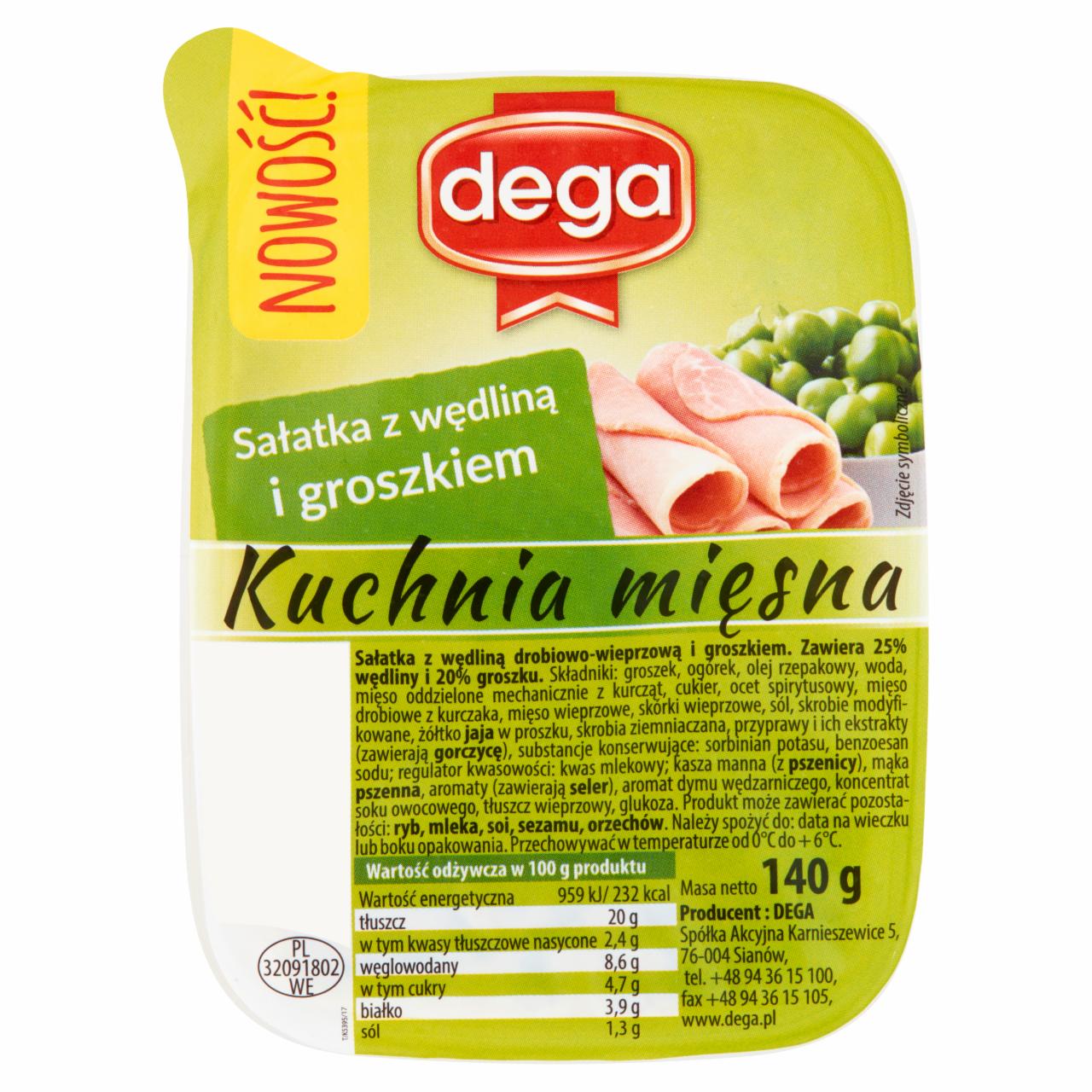 Zdjęcia - Dega Kuchnia Mięsna Sałatka z wędliną i groszkiem 140 g